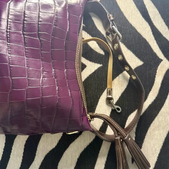 Dooney & Bourke Plum Croc-Embossed Shoulder Bag - Picture 6 of 15